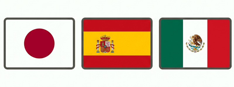 Banderas de Japón, España y México para el servicio de atención al cliente