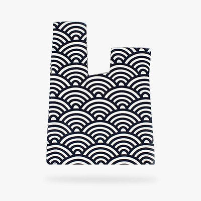 Bolso bandolera japones con nudo tradicional y estampado seigaiha