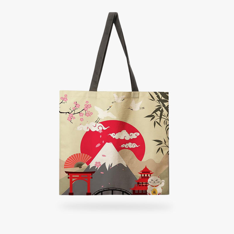 Bolso tote de lino japonés con diseño tradicional, ideal para el uso diario