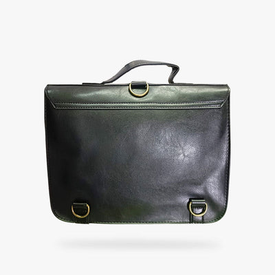 Bolso vintage japonés de piel negra con acabado clásico