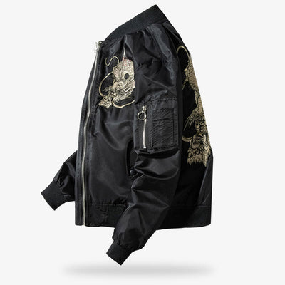 Chaqueta bomber sukajan japonesa con bordado de dragón