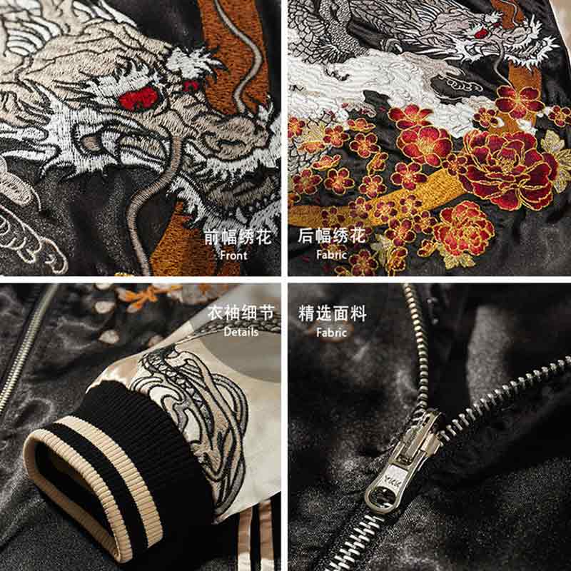 bordado con motivos japoneses para la chaqueta sukajan jacket