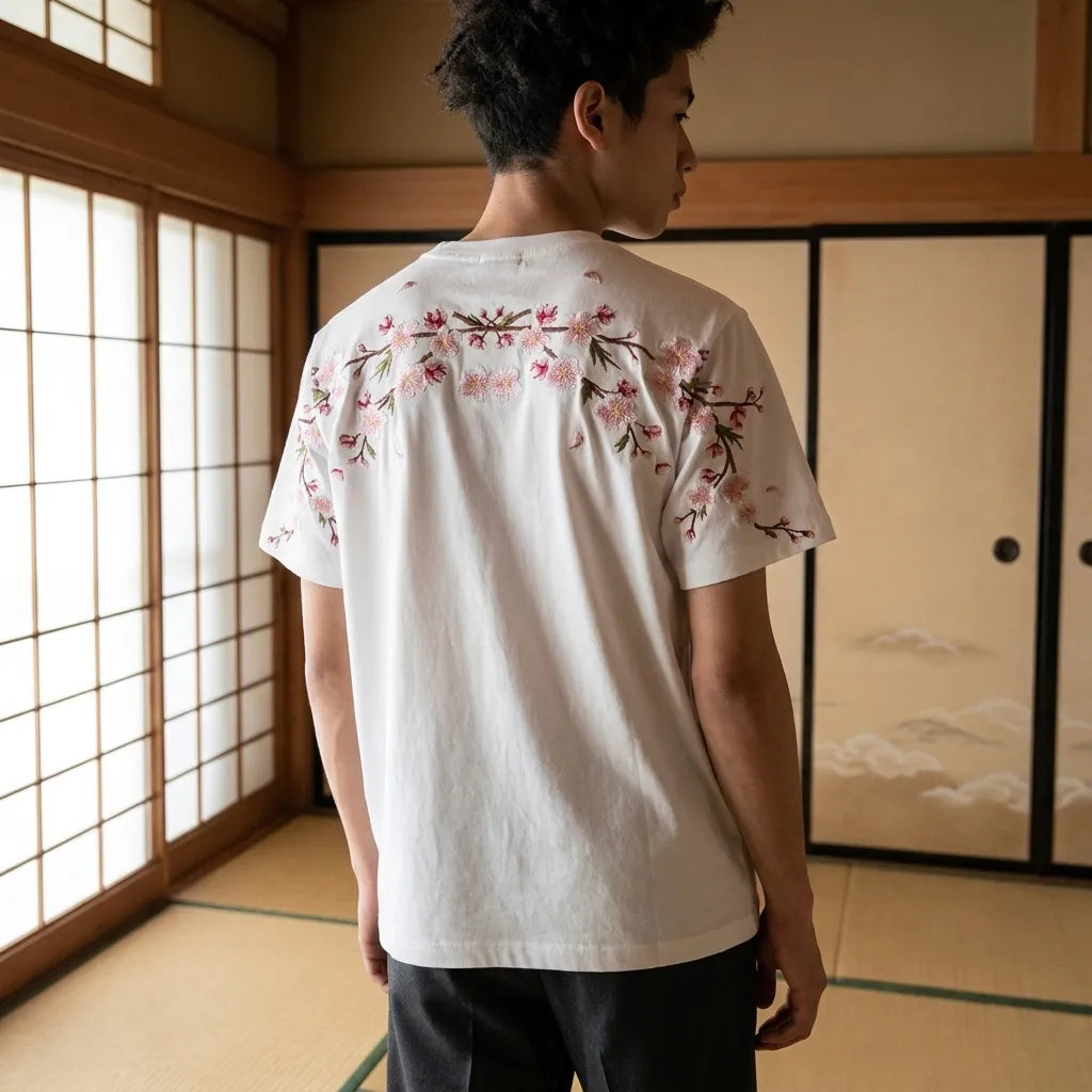 Bordado floral de inspiración japonesa