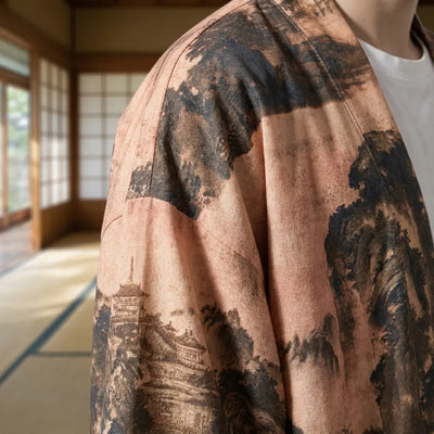 Detalle del bordado en la espalda de un haori japonés