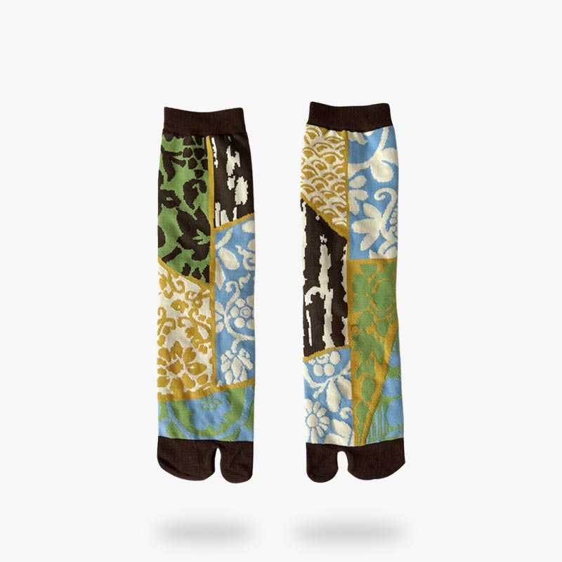 Calcetines tabi japoneses de algodón con motivos tradicionales y dedo separado