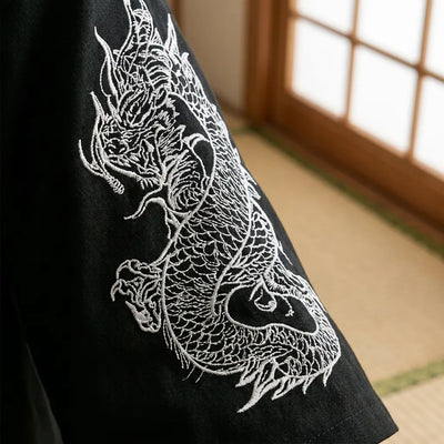 Detalle de calidad del tejido estampado del haori