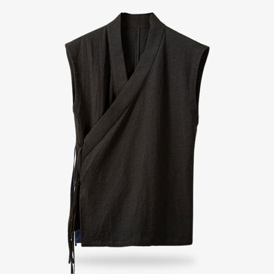 Detalle del cuello en V de la camisa japonesa