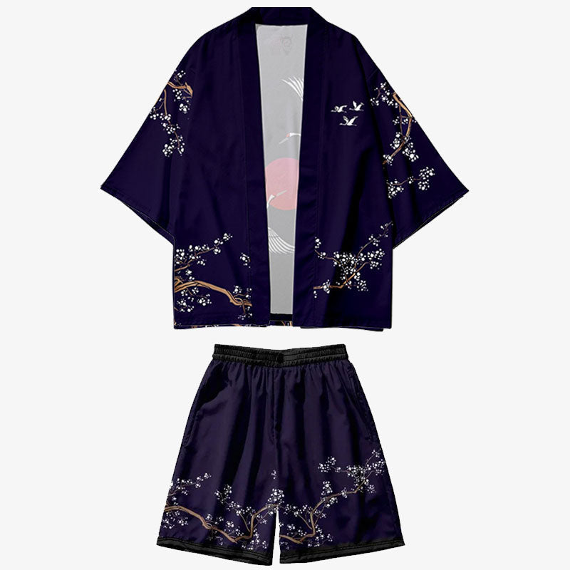 Conjunto kimono Tsuru para hombre con detalle del estampado