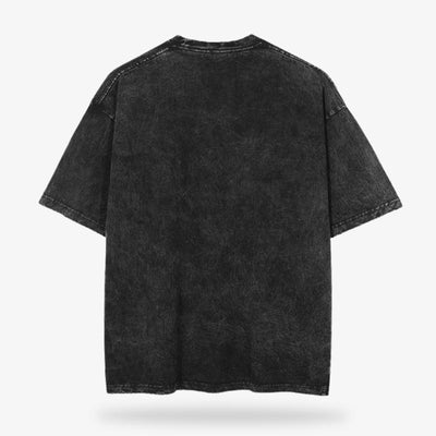 Camiseta japonesa negra desteñida de algodón para look urbano