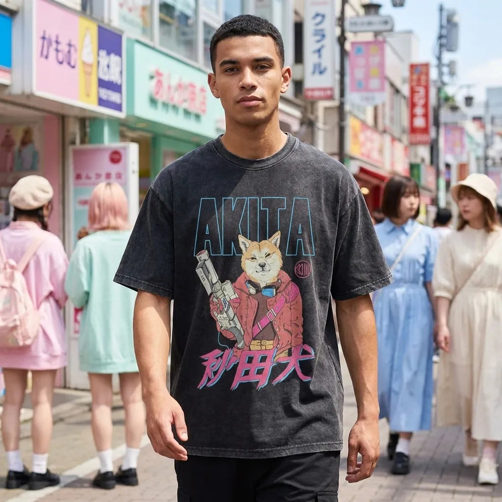 Camiseta Japonesa Akita vista posterior