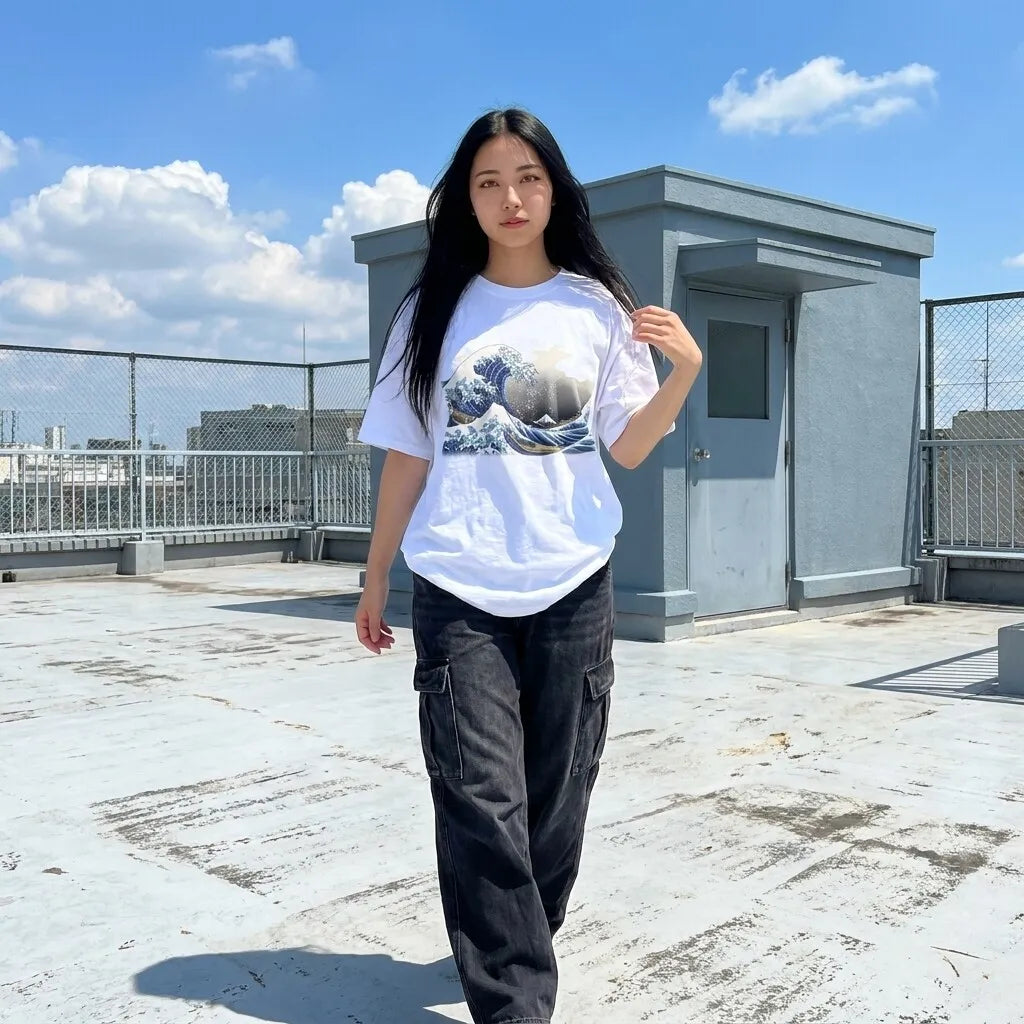 Camiseta ola Kanagawa vista frontal