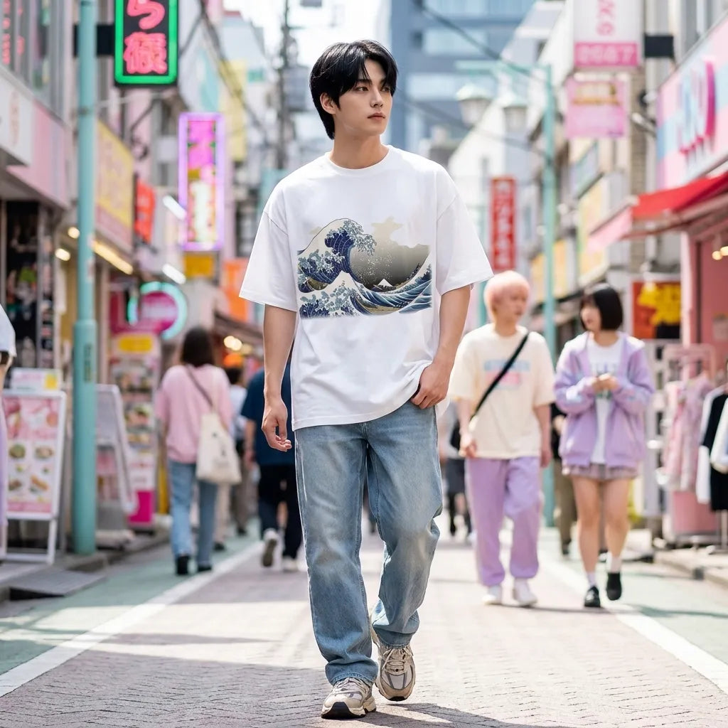 Camiseta ola Kanagawa vista posterior