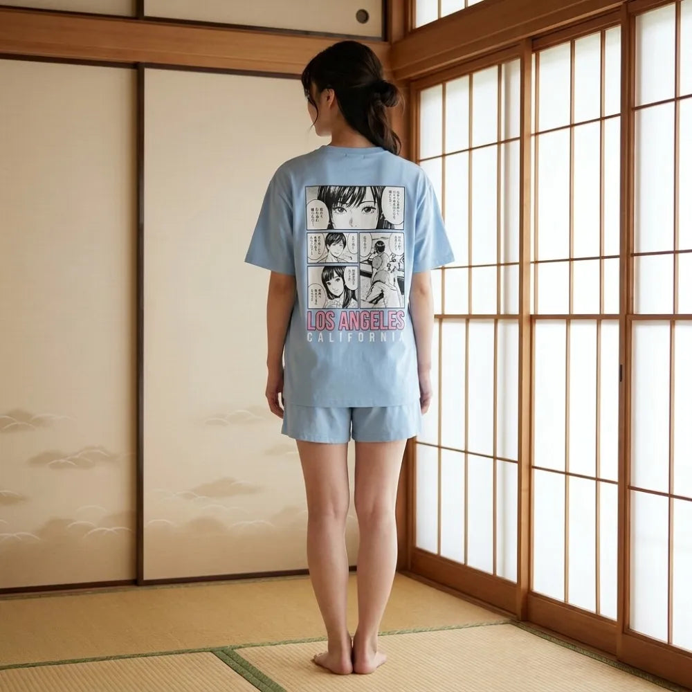 Camiseta streetwear japonés con tipografía