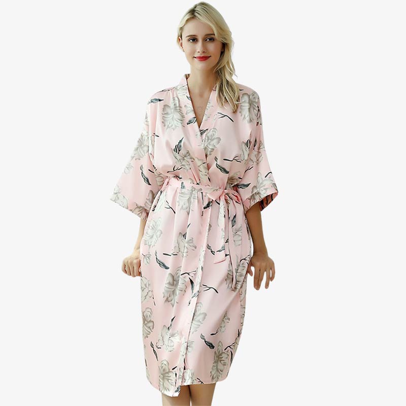 Camisón kimono floral para mujer con cinturón