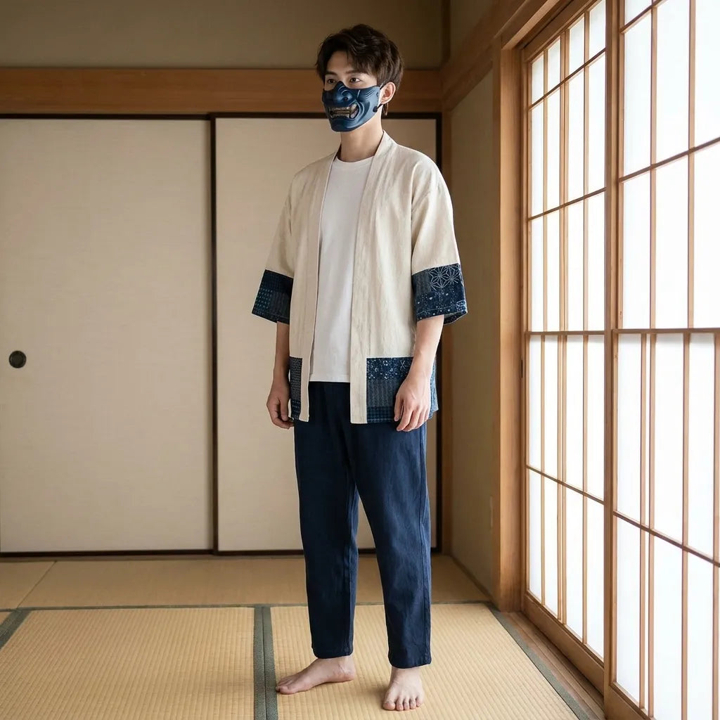 Chaleco kimono estilo japonés para hombre con estampado Ishidatami