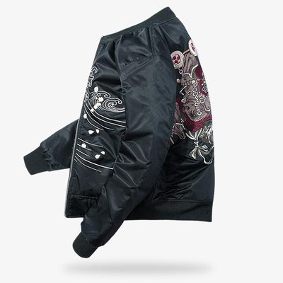 Chaqueta bomber estilo sukajan forrada en polar con mangas largas
