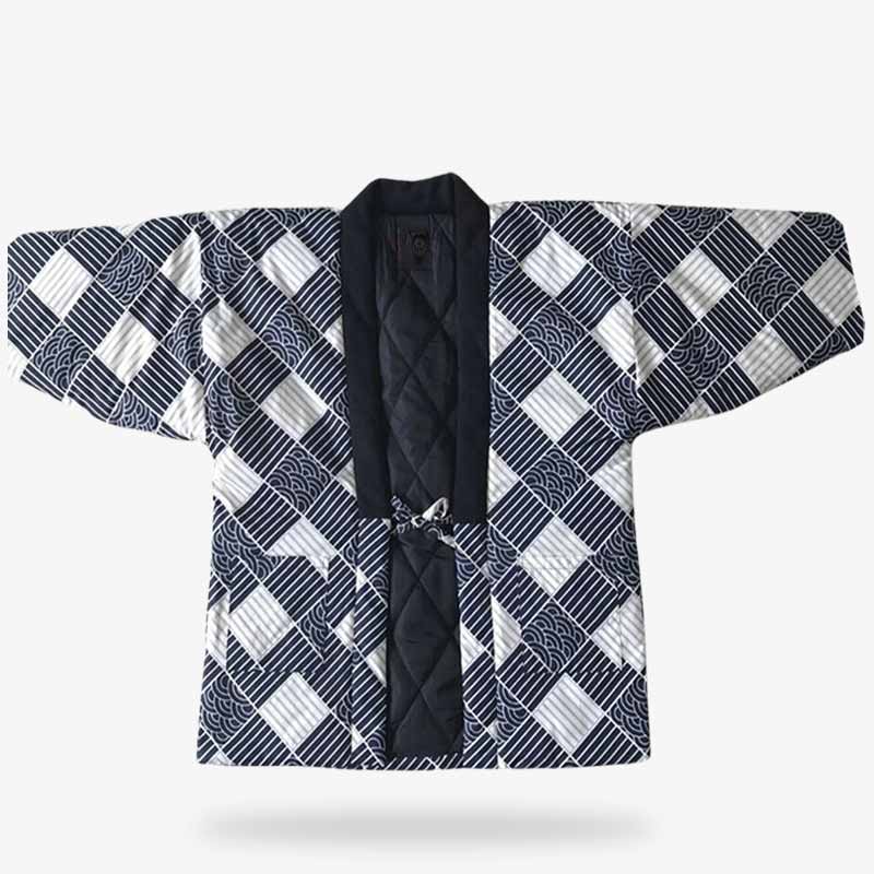 Chaqueta hanten para hombre, abrigo tradicional japonés llevado sobre un kimono