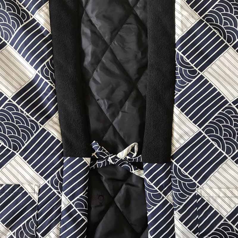 Chaqueta hanten tradicional en mezcla de rayón con motivo wagara japonés