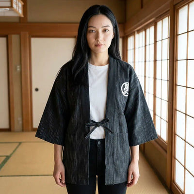 Chaqueta hanten estilo tradicional japonés
