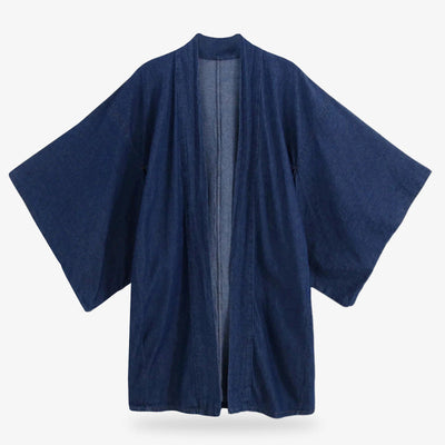 Chaqueta haori vaquera con corte tradicional japonés y textura denim moderna