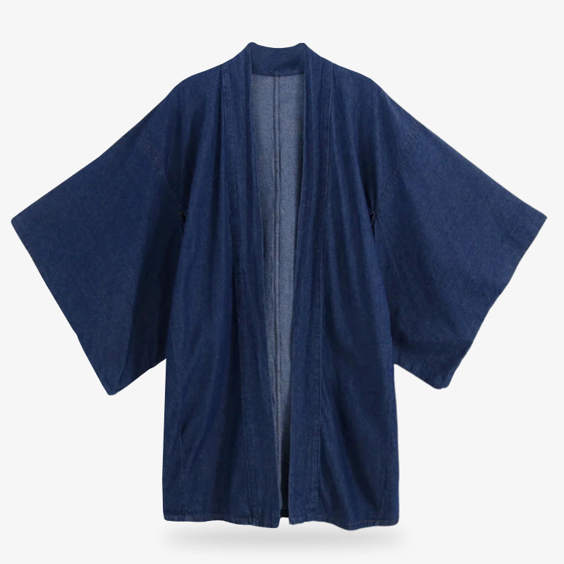 Chaqueta haori vaquera con corte tradicional japonés y textura denim moderna