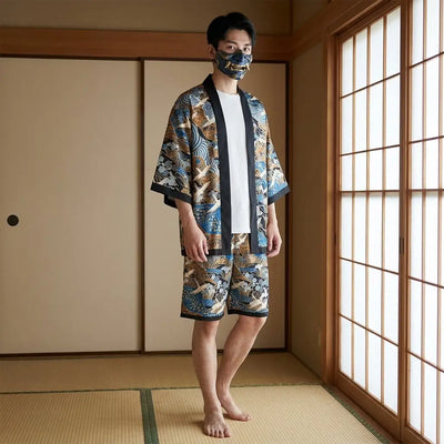 Chaqueta haori tsuru hombre