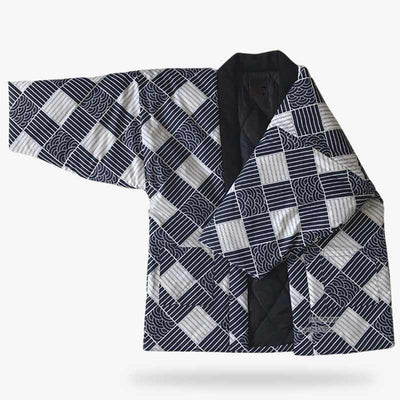 Chaqueta japonesa para hombre con patrón tradicional wagara, prenda emblemática llevada sobre el kimono