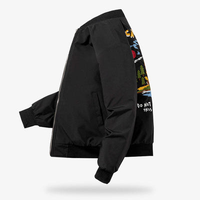 Chaqueta japonesa bomber negra de manga larga