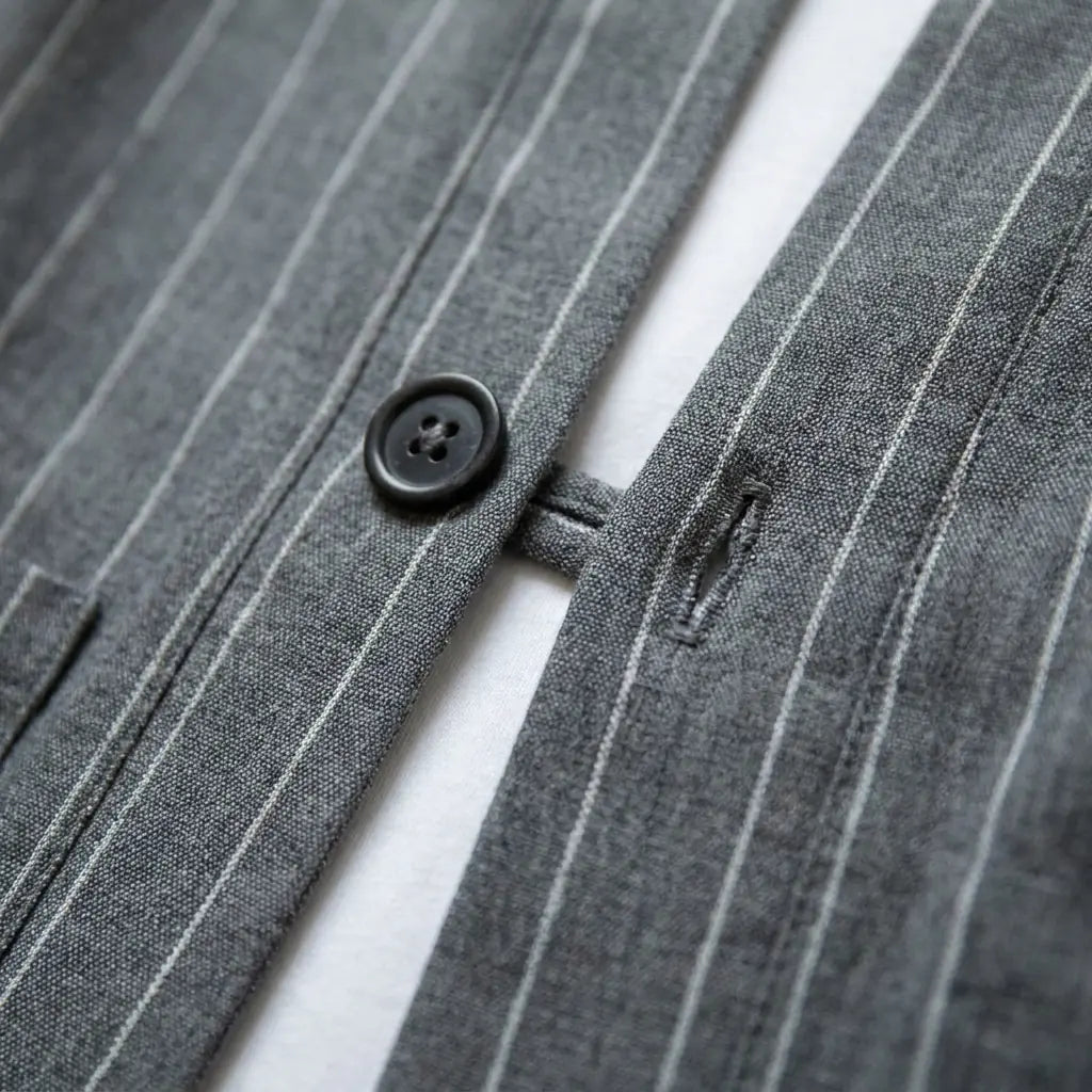Detalle de la tela estampada y la manga de una chaqueta kimono para hombre