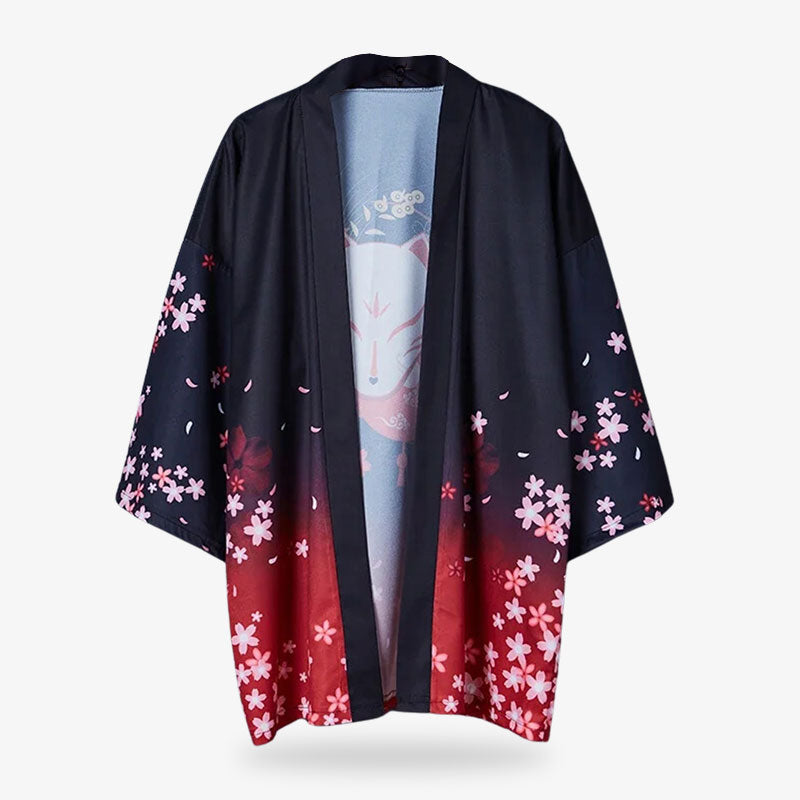Chaqueta kimono japonesa para mujer sobre fondo neutro