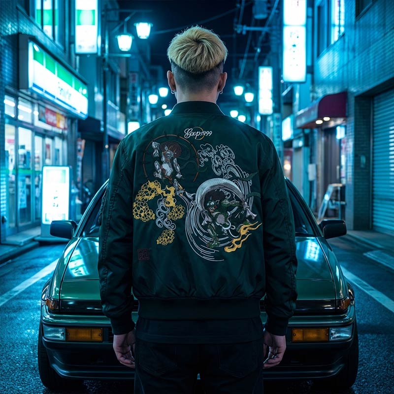 Chaqueta Sukajan Dioses Japoneses vista frontal