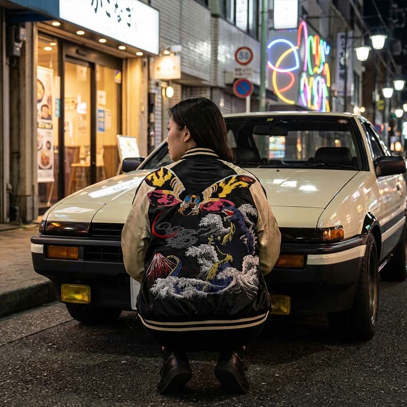 Chaqueta Sukajan Godzilla vista frontal