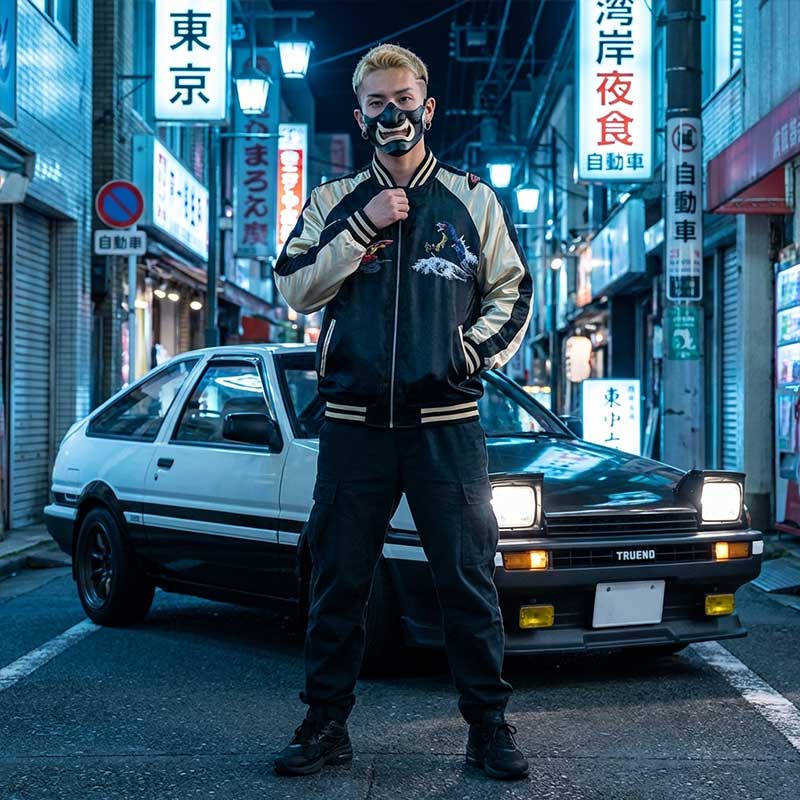 Chaqueta Sukajan Godzilla vista posterior