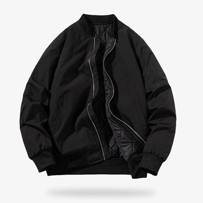 Chaqueta sukajan negra con cremallera y mangas largas