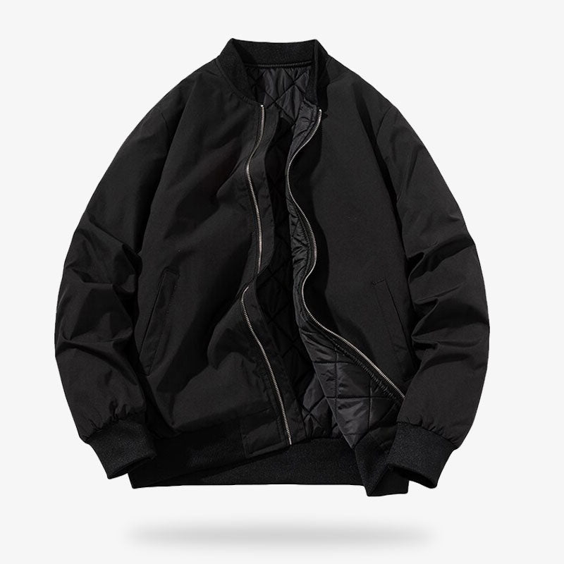Chaqueta sukajan negra con cremallera y mangas largas