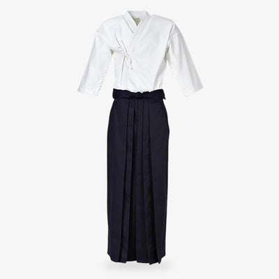Conjunto de hakama para artes marciales japonesas Aikido y Kendo, con keikogi blanco y hakama negro tipo falda-pantalón