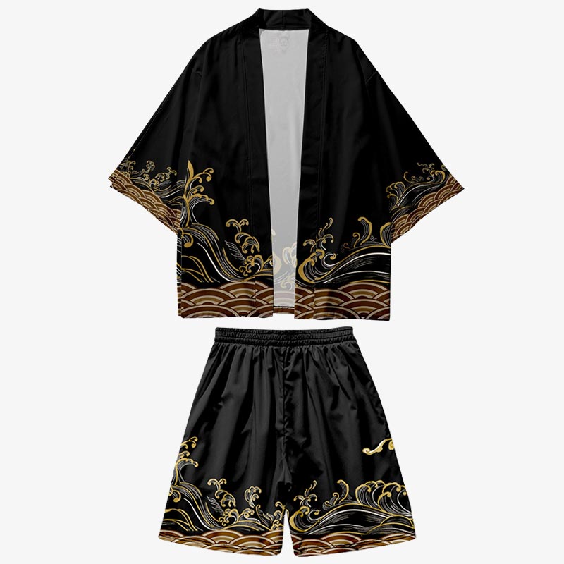 Look completo con chaqueta kimono y short japonés