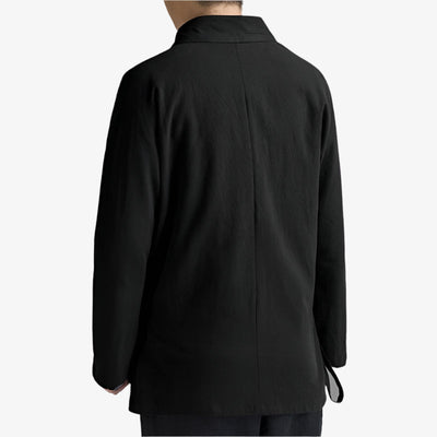 Conjunto de ropa japonesa samue con chaqueta y pantalón holgados, inspirado en la vestimenta de artesanos y monjes