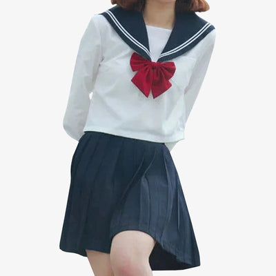 Conjunto completo de uniforme marinero japonés con camisa, lazo y falda