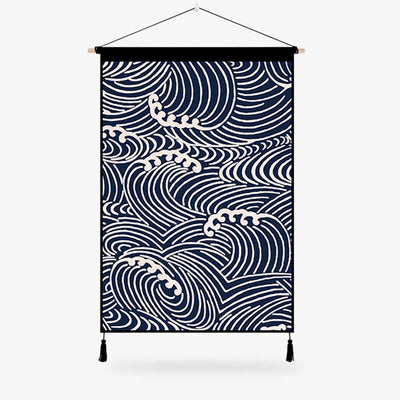 Cuadro con estampado de ola japonesa azul estilo Nami