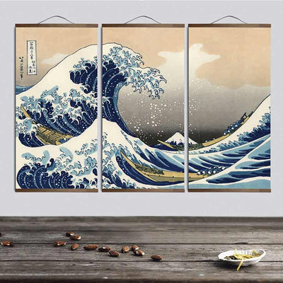 Decoración de pared japonesa inspirada en Hokusai