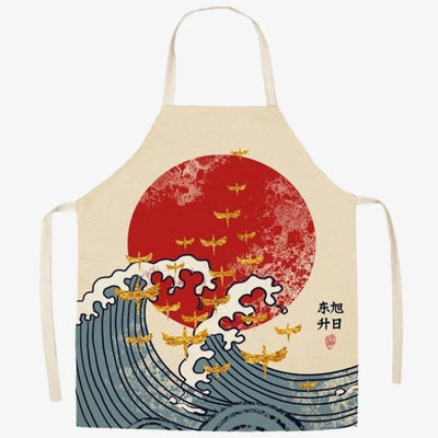 Delantal japonés con estampado de la Gran Ola