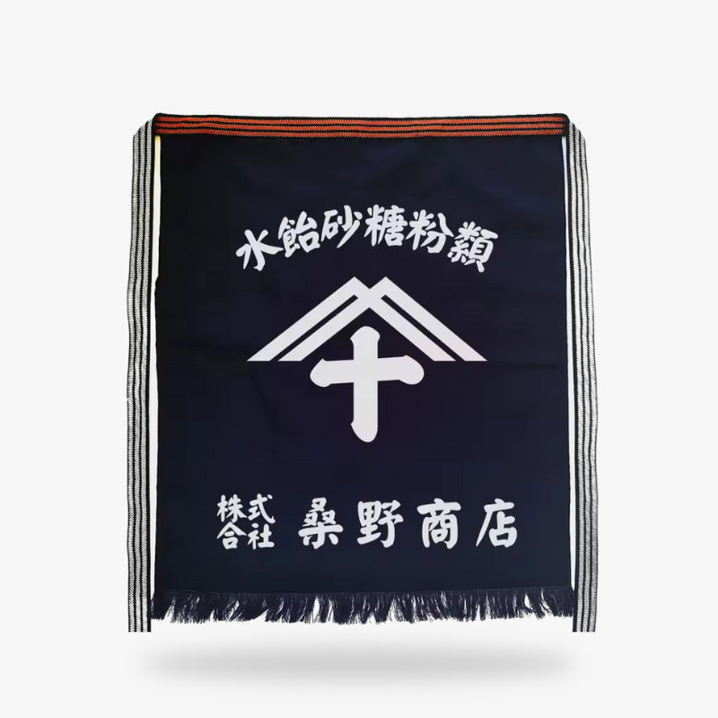 Delantal japonés para hombre, diseñado al estilo maekake con estampado kanji y algodón de calidad