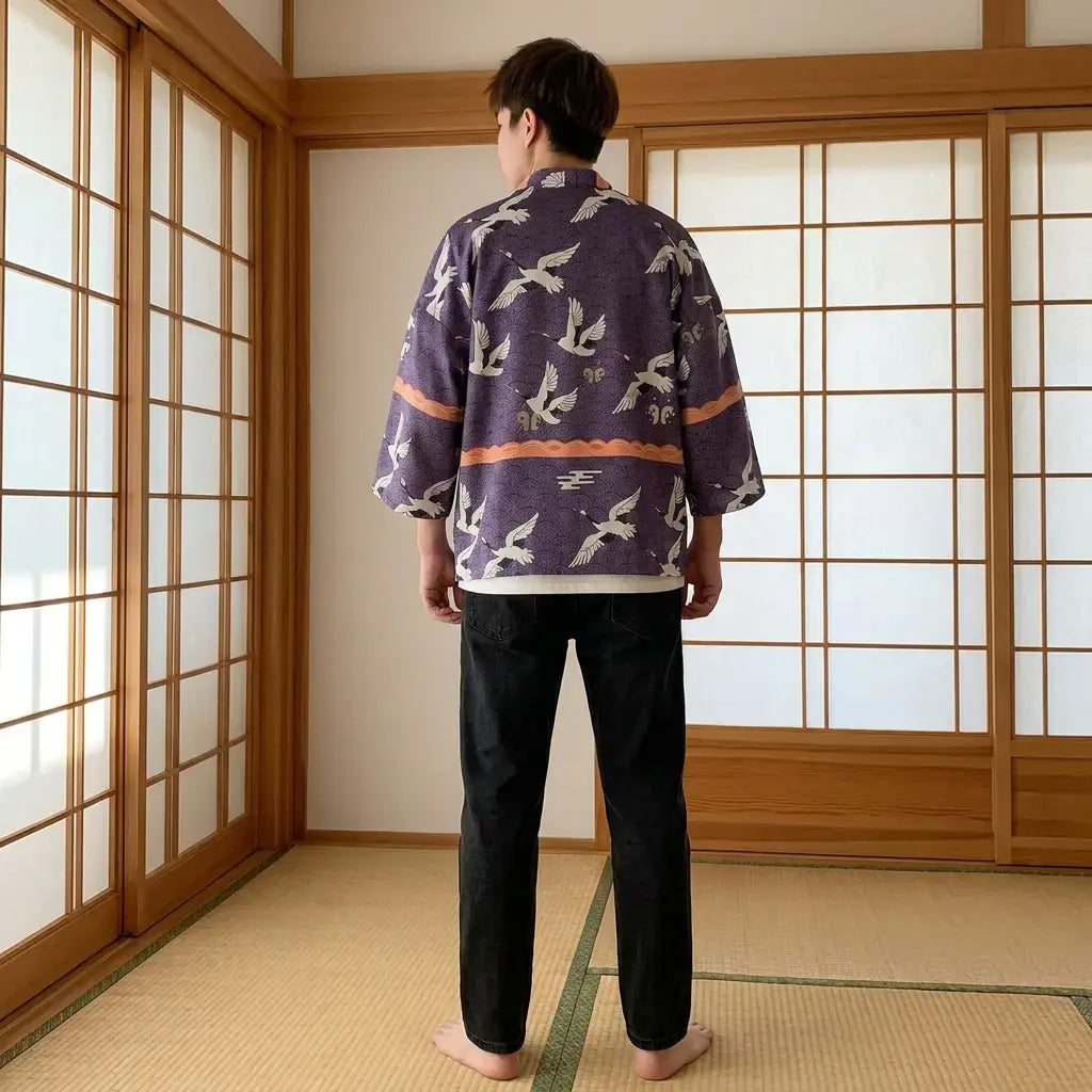 Haori Tokyo visto por la espalda, con el estampado completo