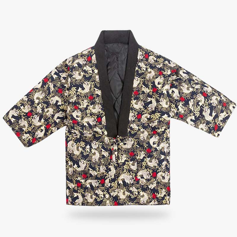 Detalle del tejido de algodón del hanten japonés