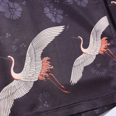 Estampado de grullas japonesas sobre tela de algodón
