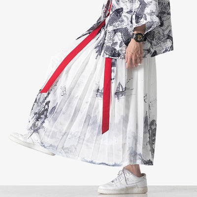 Falda kimono japonesa blanca, prenda de inspiración tradicional