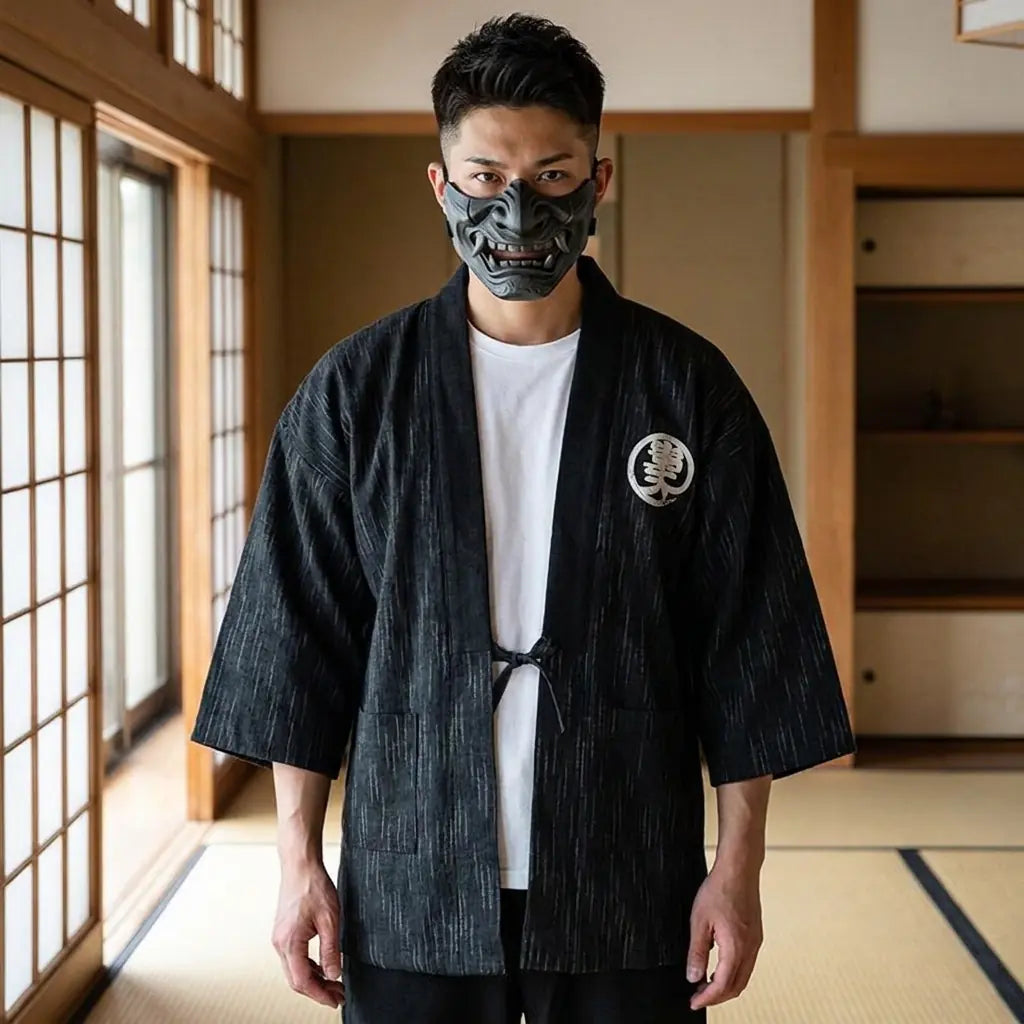 Hanten kanji abrigo japonés de algodón