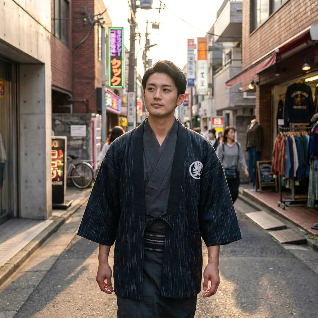 Hanten minimalista para look japonés