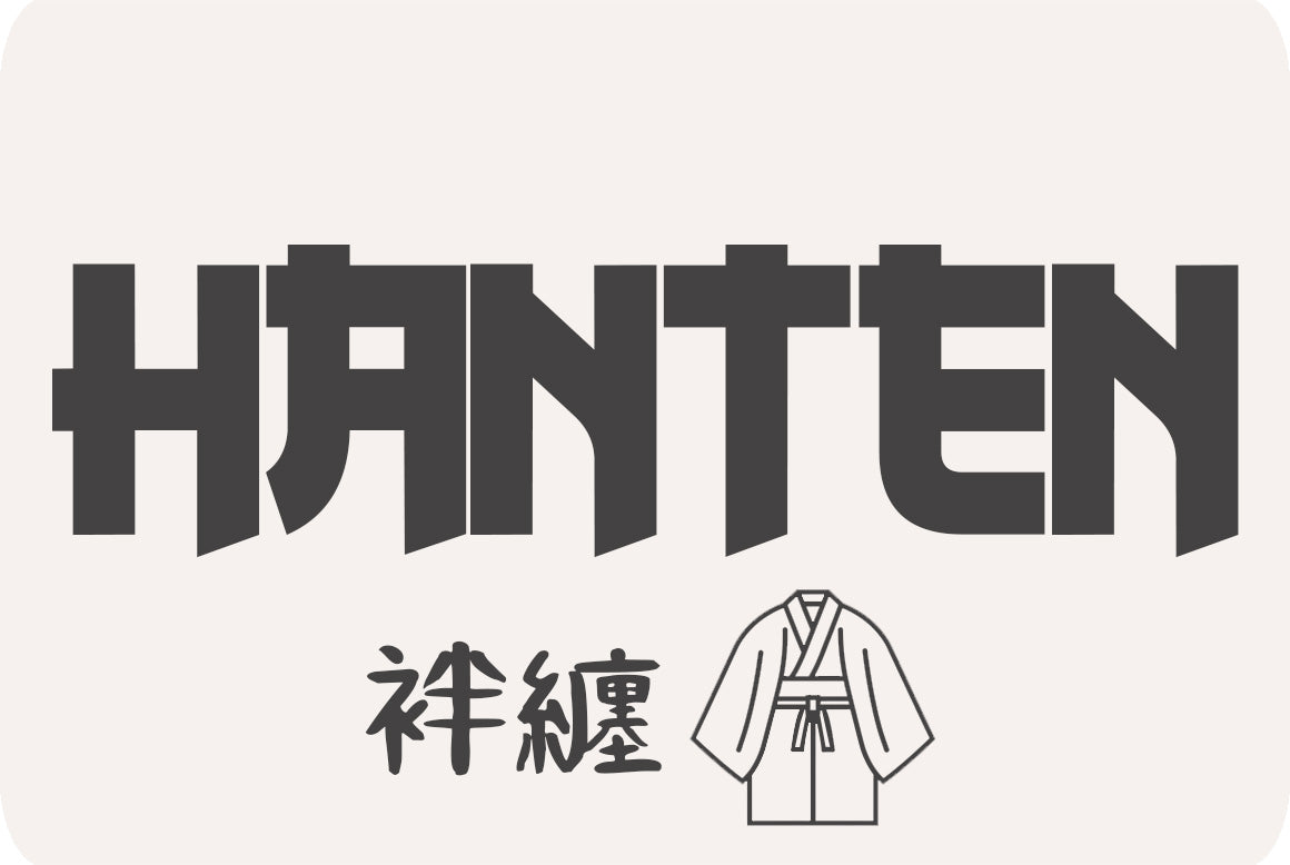 Colección hanten-producto con caracteres kanji que significan «abrigo kimono japonés».